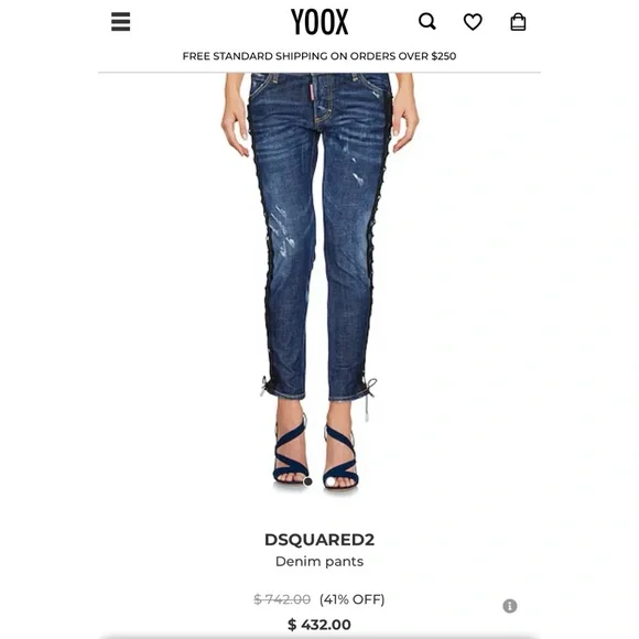 Dsquared2 Tie Detail Deana Denim Jeans- Size 40 (US 4) - Picture 7 of 15